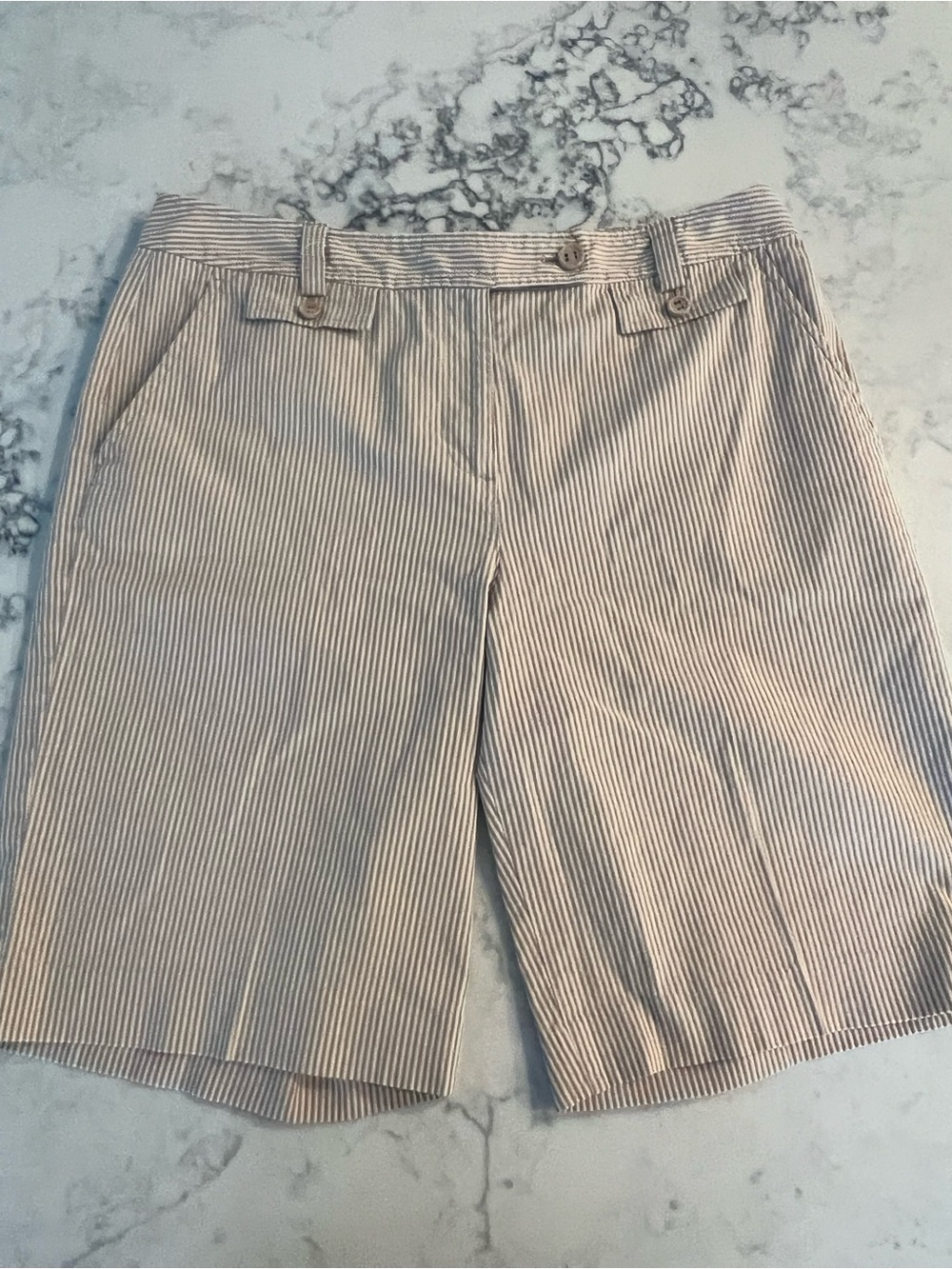 Talbots Chadwicks Women’s Size 12 Striped Bermuda Shorts Cotton Blend Stretch B